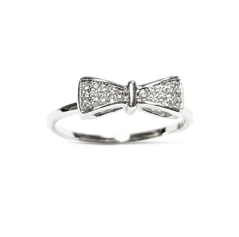 Diamond Bow Knot Ring • Sterling silver • Sparkling Ribbon Node Band • Minimalist Jewelry