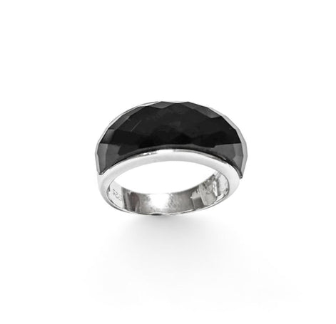 Faceted Onyx Ring by KRAMIKE • Sterling Silver • Modern & Elegant Black Stone Band • Perfect for a Sophisticated Look • Gift for Her • KR030
