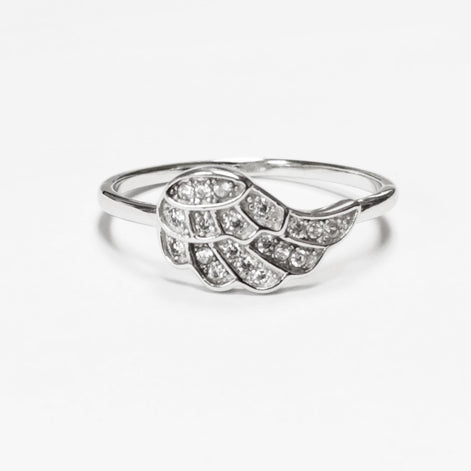 Wing Ring by KRAMIKE • Sterling Silver with Stones • Symbol of Angel Protection and Guidance for Everyday Wear or as a Guardian Gift •KR858