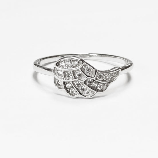 Wing Ring by KRAMIKE • Sterling Silver with Stones • Symbol of Angel Protection and Guidance for Everyday Wear or as a Guardian Gift •KR858