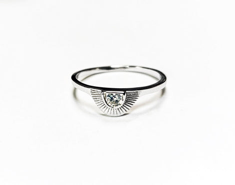 Sunburst Diamond Ring by KRAMIKE • Sterling Silver • Radiant Sun Design • Minimalist Everyday Jewelry • Anniversary Gift for Her • KR235