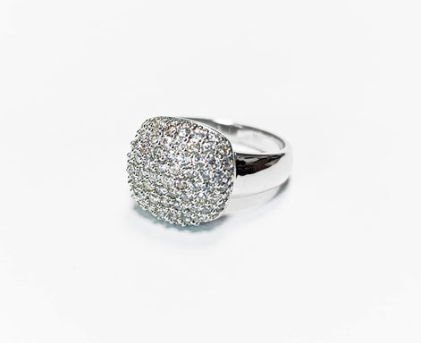 Sparkling Pavé Diamond Cushion Ring by KRAMIKE • Sterling Silver • Elegant for Everyday & Special Occasions • Perfect Gift for Wife • KR069