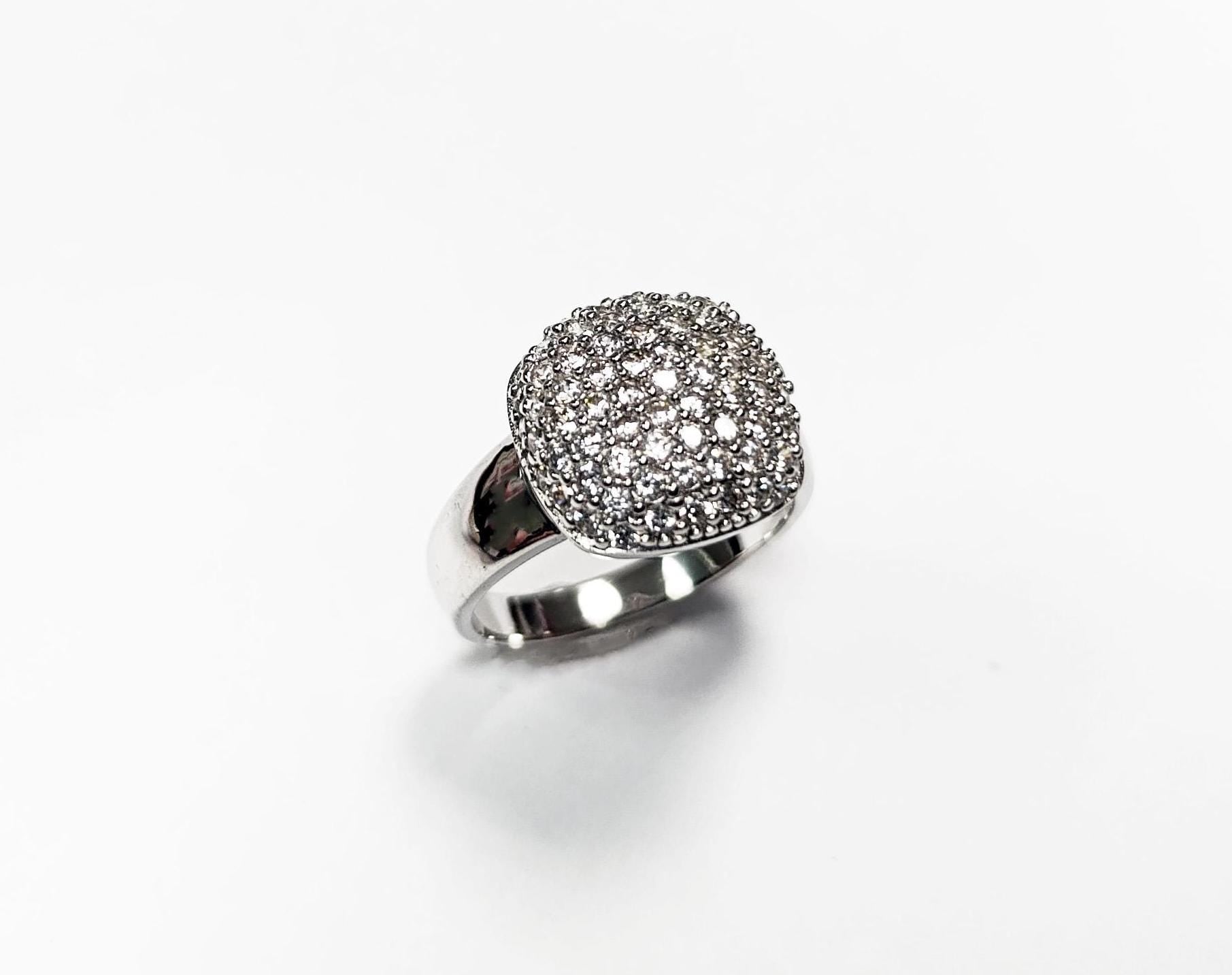 Sparkling Pavé Diamond Cushion Ring by KRAMIKE • Sterling Silver • Elegant for Everyday & Special Occasions • Perfect Gift for Wife • KR069