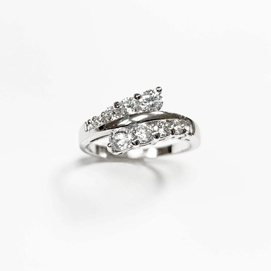 Sterling Silver Bypass Ring, White CZ Stones, Promise Ring