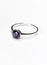 Purple Stone Ring, Sterling Silver, Comfortable Low Round Setting Ring, Amethyst simulant Stone (CZ), Minimalist Purple Solitaire Ring