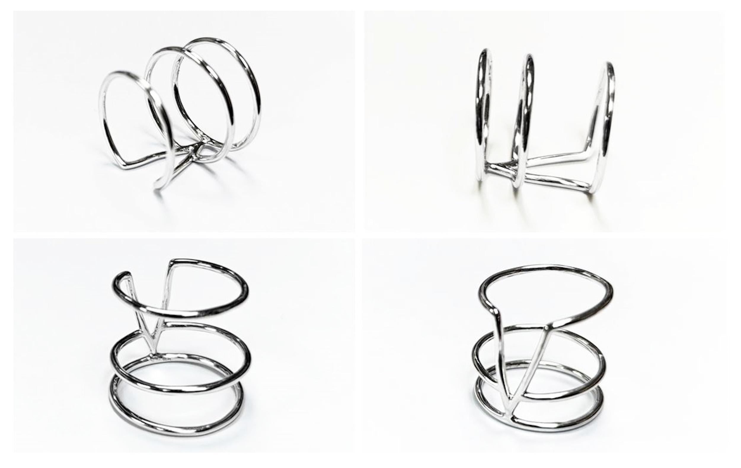 Chevron cuff ring, sterling silver, wide spike open band, modern triangle, minimalist armor ring, delta arrow point sharp, V peak ring