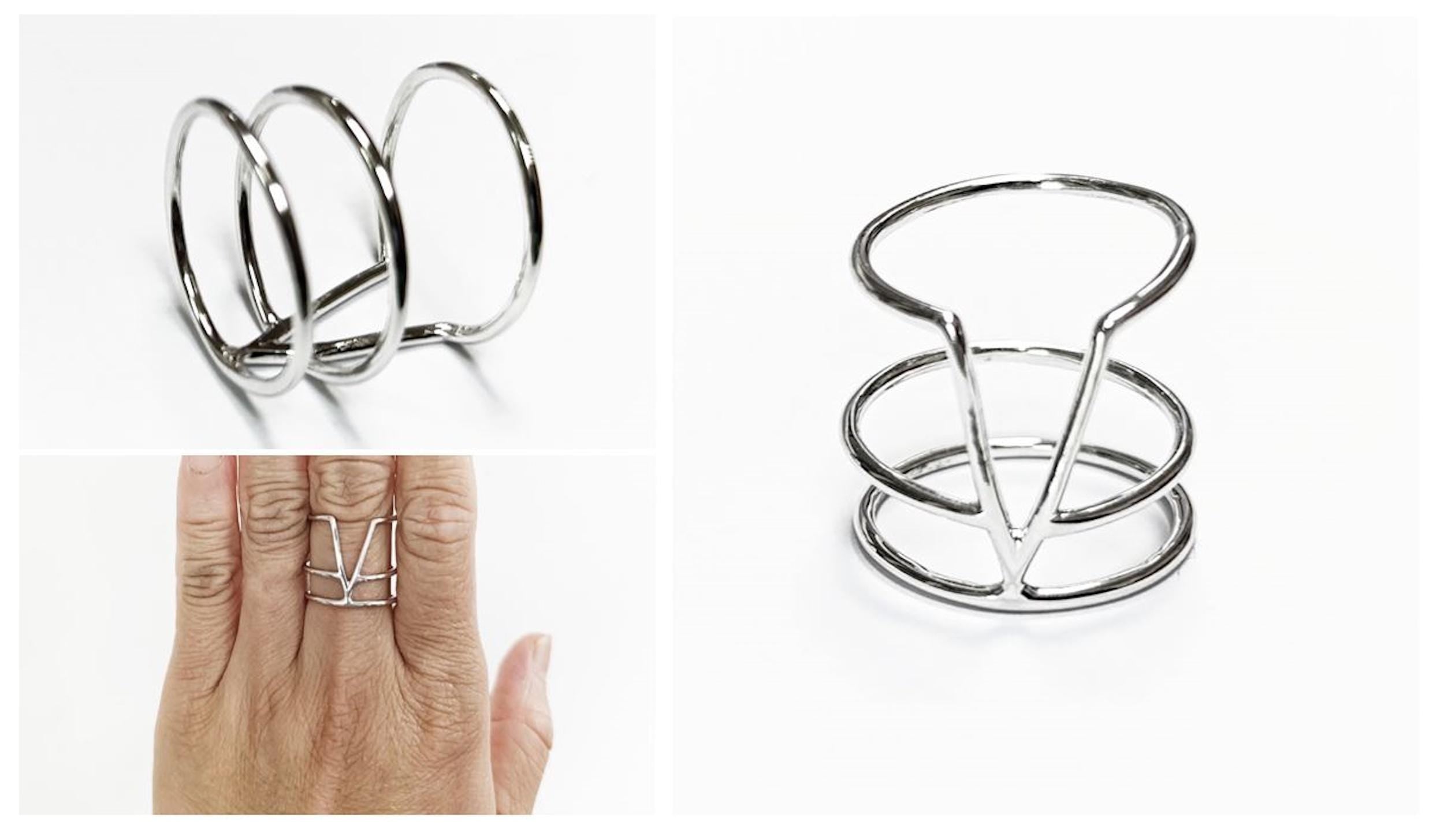 Chevron cuff ring, sterling silver, wide spike open band, modern triangle, minimalist armor ring, delta arrow point sharp, V peak ring