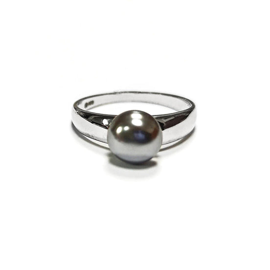 Black Pearl Solitaire Ring • Sterling Silver • Minimalist Contemporary Shell Pearl Jewelry for Women • Perfect for Daily Elegance or Gift