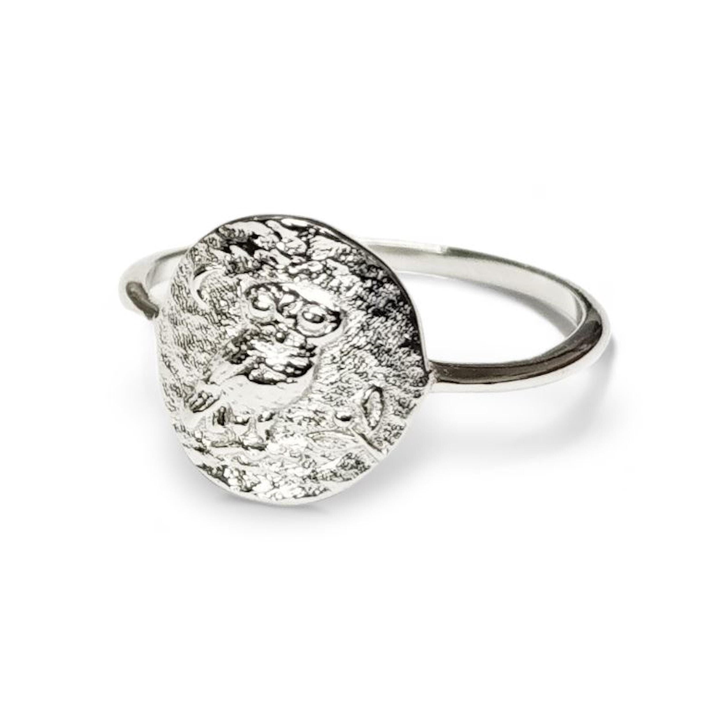 Ancient Owl Coin Ring 925 Sterling silver • Antique Nature Inspired Jewelry • Symbolic Ring for Wisdom & Knowledge • Gift for Him or Her
