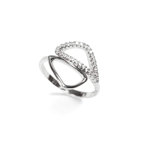 Geometric Openwork Ring • Sterling Silver & Zirconia • Geometric Open Frame Design Ring • Minimalist Abstract Jewelry • Modern Gift for Her