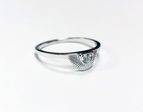 Sunburst Diamond Ring by KRAMIKE • Sterling Silver • Radiant Sun Design • Minimalist Everyday Jewelry • Anniversary Gift for Her • KR235