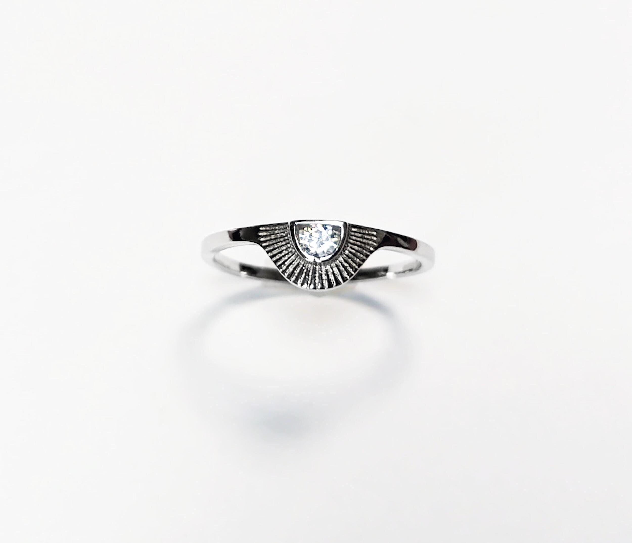 Sunburst Diamond Ring by KRAMIKE • Sterling Silver • Radiant Sun Design • Minimalist Everyday Jewelry • Anniversary Gift for Her • KR235
