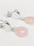 Rose Quartz Earrings Sterling Silver 925, Pink Quartz Oval Stone Earrings, Dangle Stud Earrings, Small Teardrop.