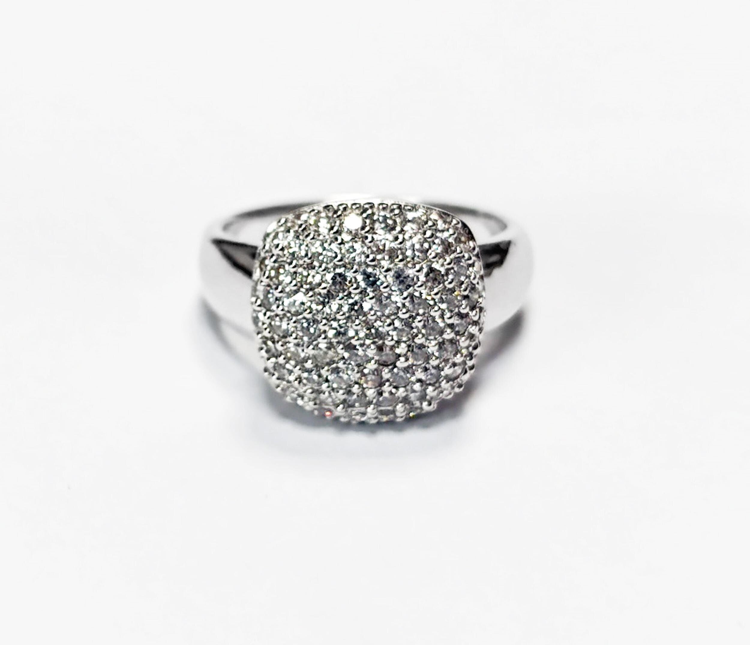 Sparkling Pavé Diamond Cushion Ring by KRAMIKE • Sterling Silver • Elegant for Everyday & Special Occasions • Perfect Gift for Wife • KR069