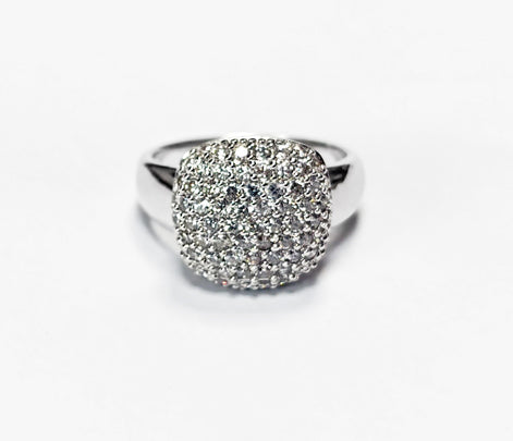 Sparkling Pavé Diamond Cushion Ring by KRAMIKE • Sterling Silver • Elegant for Everyday & Special Occasions • Perfect Gift for Wife • KR069