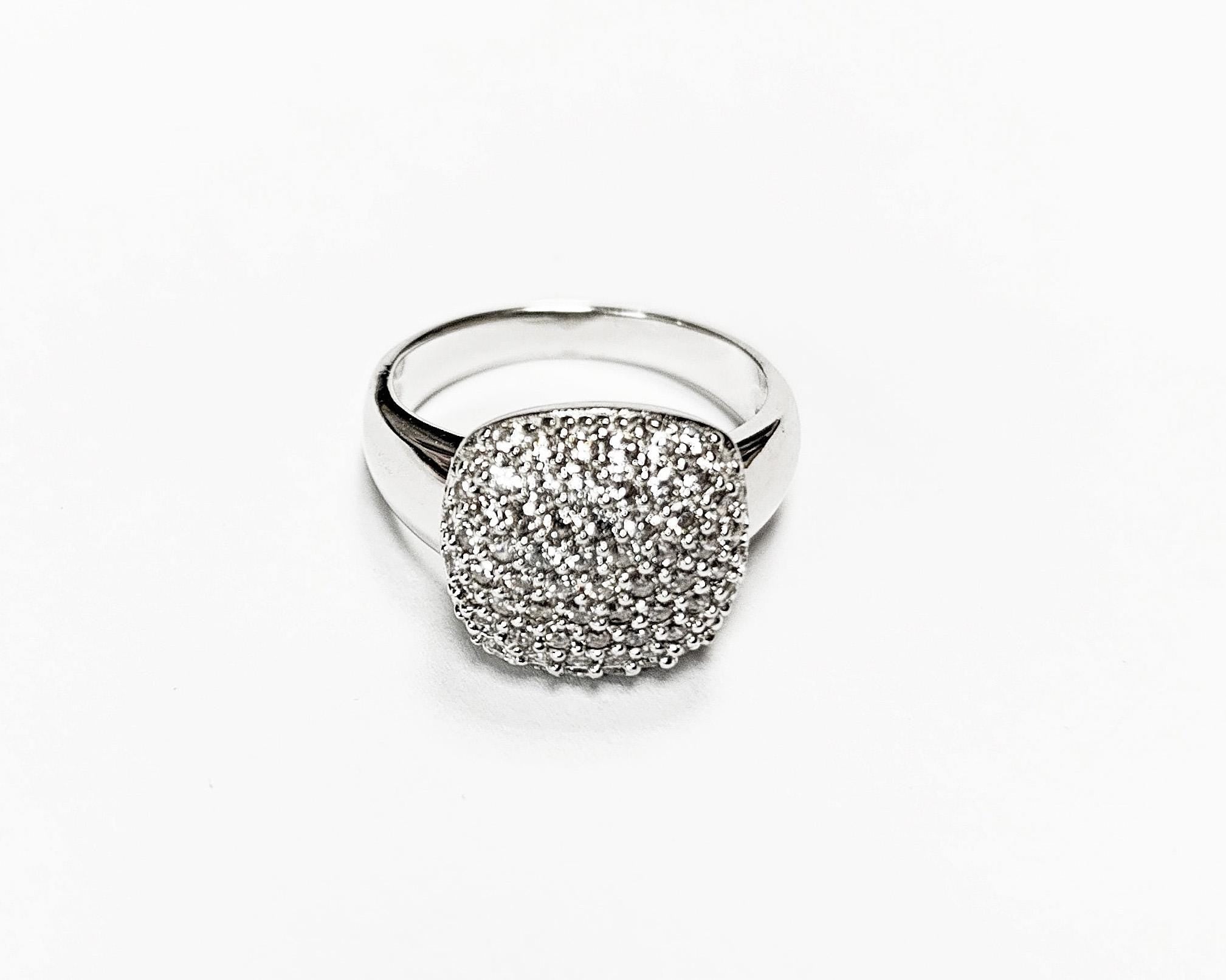 Sparkling Pavé Diamond Cushion Ring by KRAMIKE • Sterling Silver • Elegant for Everyday & Special Occasions • Perfect Gift for Wife • KR069