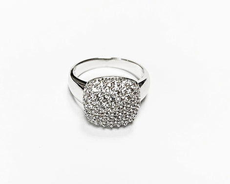 Sparkling Pavé Diamond Cushion Ring by KRAMIKE • Sterling Silver • Elegant for Everyday & Special Occasions • Perfect Gift for Wife • KR069
