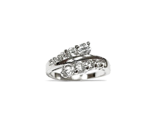 Sterling Silver Bypass Ring, White CZ Stones, Promise Ring