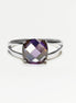 Purple Stone Ring, Sterling Silver, Purple Amethyst Color Cushion Stone (CZ), Modern Minimalist Square Solitaire, Jewelry gift for woman