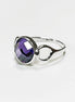 Purple Ring, Sterling Silver, Amethyst Color Round Stone (CZ), Unique Faceted Round Stone, Original Solitaire Violet Stone Jewelry
