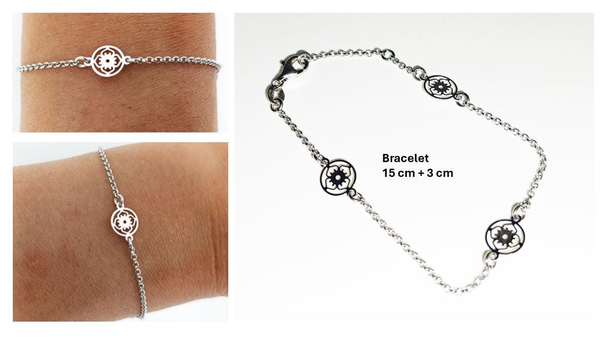Flower of Life Bracelet, Sterling Silver, Filigree Bracelet, Nature Pendant, Woman Jewelry, Flower of Knowledge, Genealogical Flower Charm