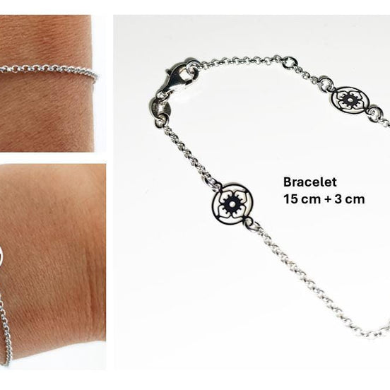 Flower of Life Bracelet, Sterling Silver, Filigree Bracelet, Nature Pendant, Woman Jewelry, Flower of Knowledge, Genealogical Flower Charm