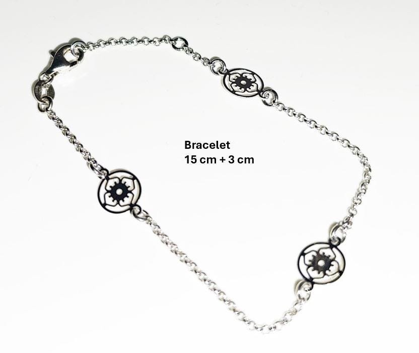 Flower of Life Bracelet, Sterling Silver, Filigree Bracelet, Nature Pendant, Woman Jewelry, Flower of Knowledge, Genealogical Flower Charm