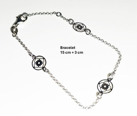 Flower of Life Bracelet, Sterling Silver, Filigree Bracelet, Nature Pendant, Woman Jewelry, Flower of Knowledge, Genealogical Flower Charm