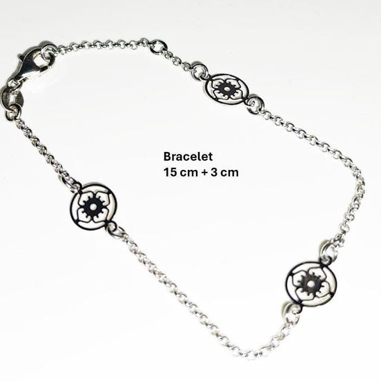 Flower of Life Bracelet, Sterling Silver, Filigree Bracelet, Nature Pendant, Woman Jewelry, Flower of Knowledge, Genealogical Flower Charm
