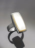 Sterling Silver Rectangle Mother-of-Pearl Ring, Modern Statement Jewelry