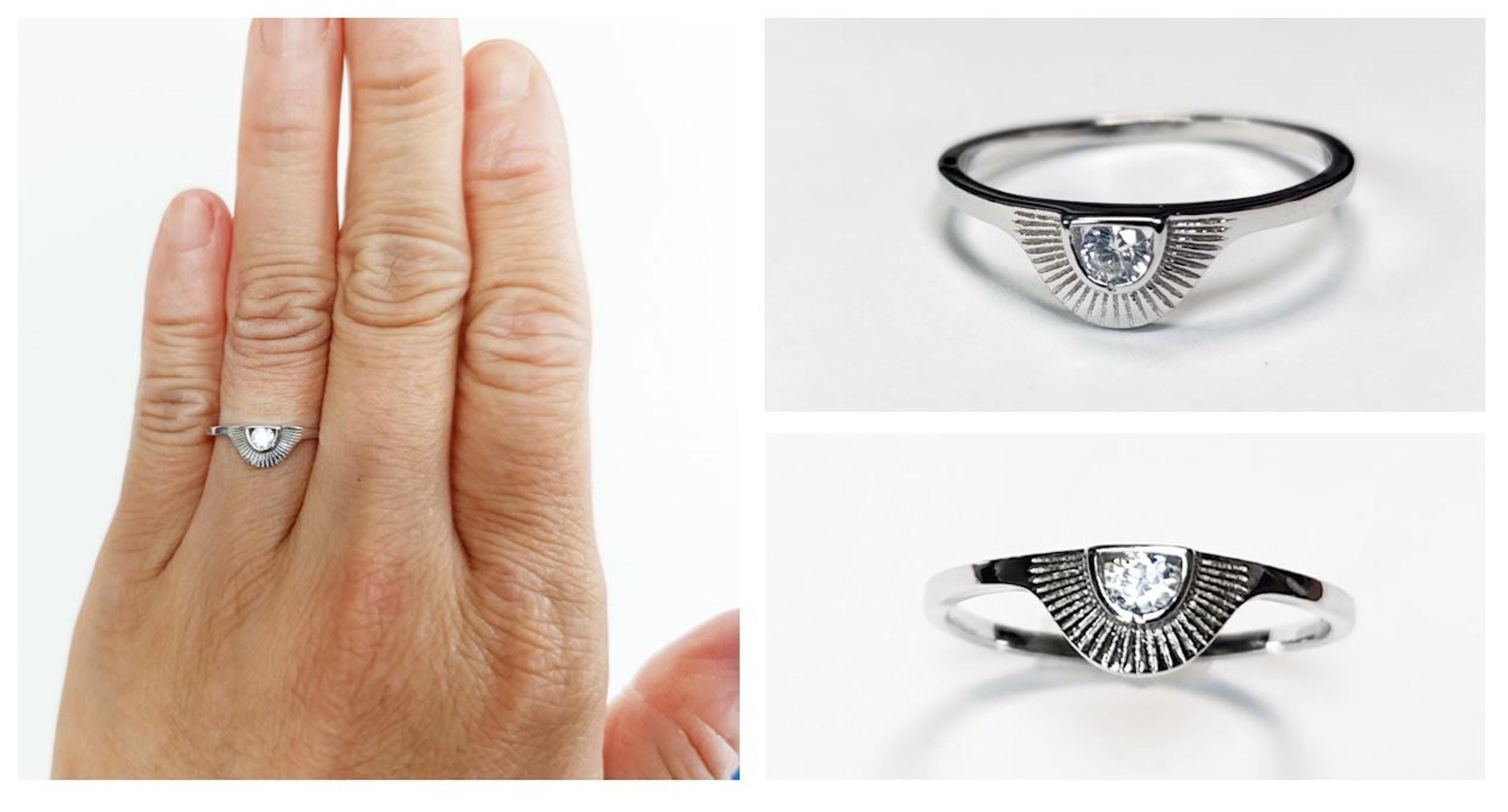 Sunburst Diamond Ring by KRAMIKE • Sterling Silver • Radiant Sun Design • Minimalist Everyday Jewelry • Anniversary Gift for Her • KR235