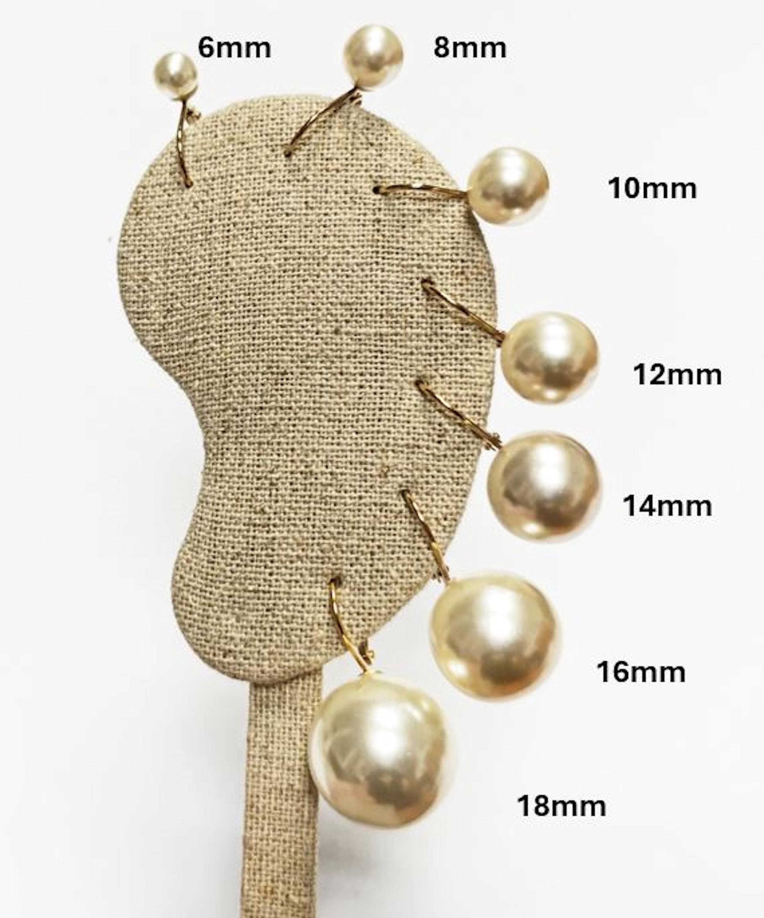 Classic White Pearl Drop Earrings by KRAMIKE • Timeless Gold-Plated lever back 6 to 18mm Pearls • Ideal for Weddings or Everyday Wear •KE050