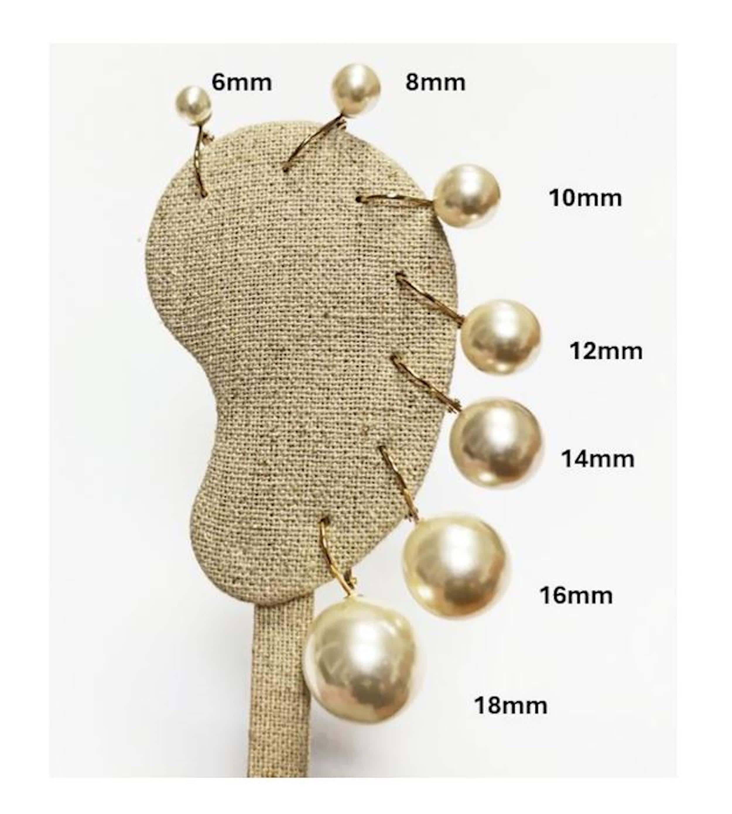 Classic White Pearl Drop Earrings by KRAMIKE • Timeless Gold-Plated lever back 6 to 18mm Pearls • Ideal for Weddings or Everyday Wear •KE050