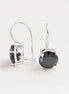 Black Drop Earrings, 925 Sterling Silver, Black Solitaire 10mm Round Stone, 6ct Onyx simulant (CZ), Birthday gift, Hook Earrings