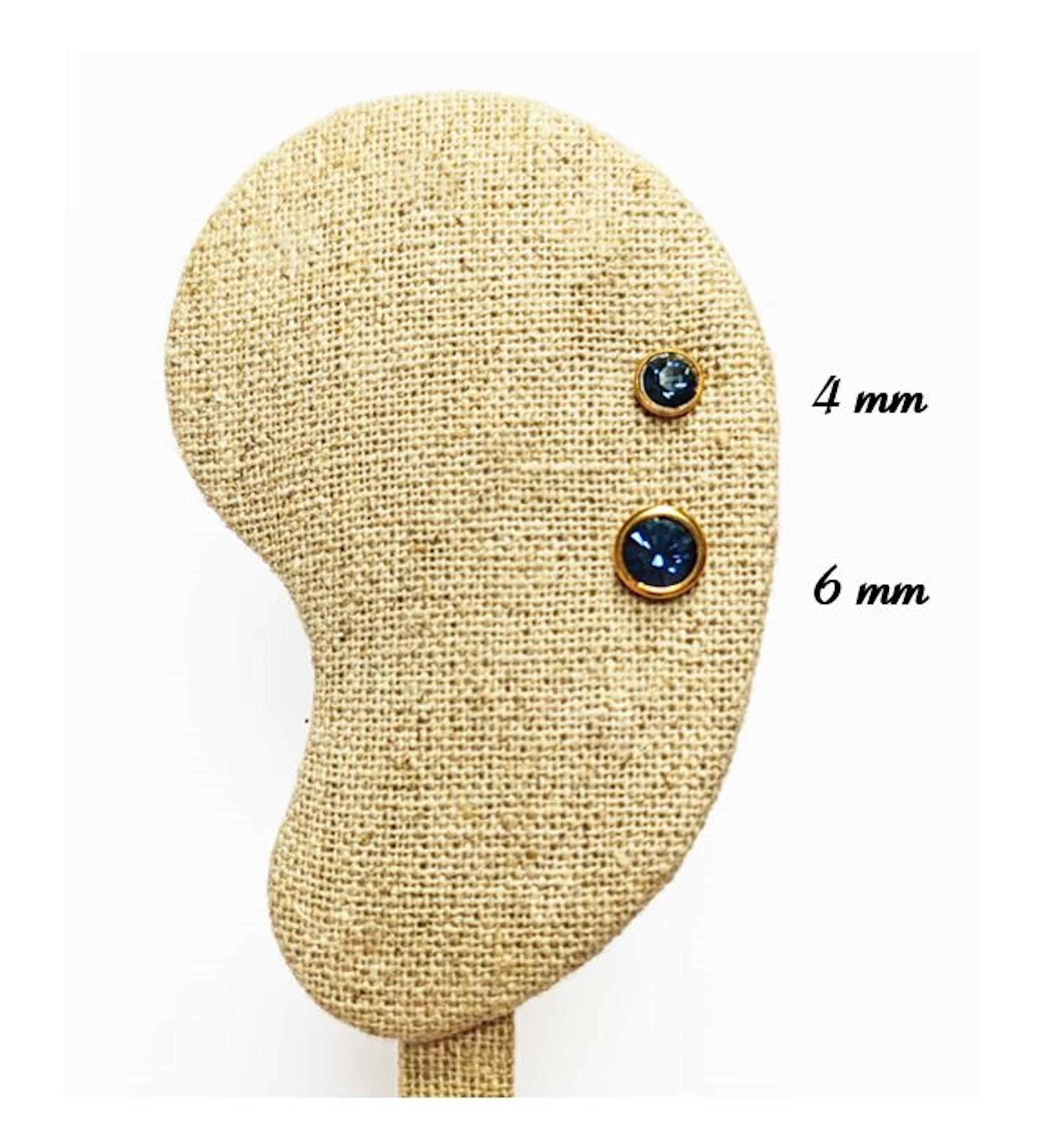 Blue Sapphire Crystal Stud Earrings by KRAMIKE • 18K Gold-Plated with Elegant Blue Stone • Everyday Jewelry • Minimalist Bezel Studs • KE053