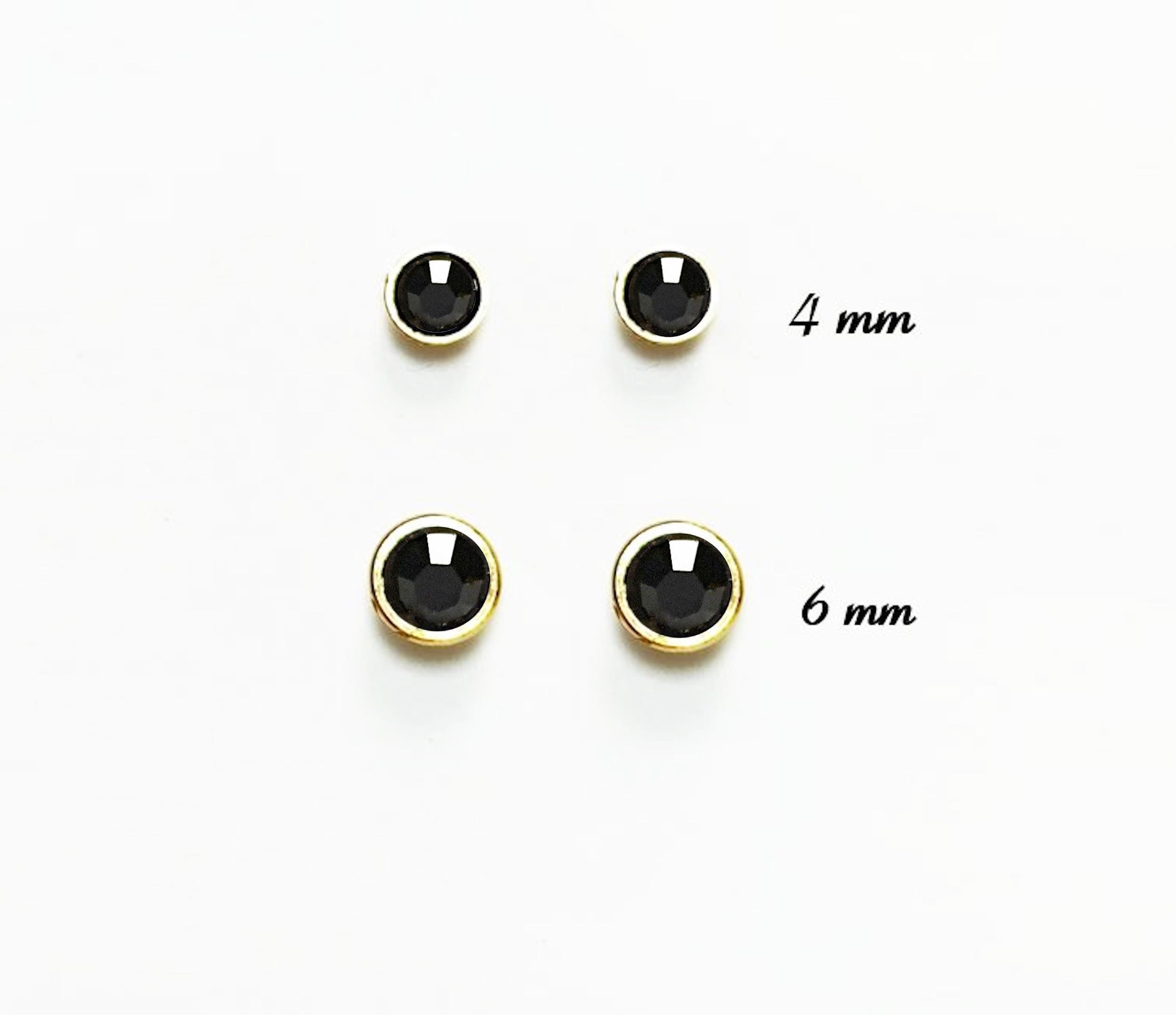 Gold Black Stud Earrings by KRAMIKE • 18K Gold-Plated Bezel Set • Elegant Timeless Minimalist Design Jewelry • Perfect Gift for Her • KE367