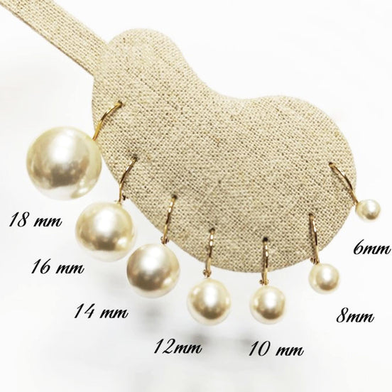 Classic White Pearl Drop Earrings by KRAMIKE • Timeless Gold-Plated lever back 6 to 18mm Pearls • Ideal for Weddings or Everyday Wear •KE050