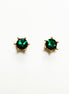 Emerald Stud Earrings by KRAMIKE • 18K Gold-Plated with Emerald Green Color Cz Stone • Everyday Jewelry • Minimalist 6-Prong Studs • KE037