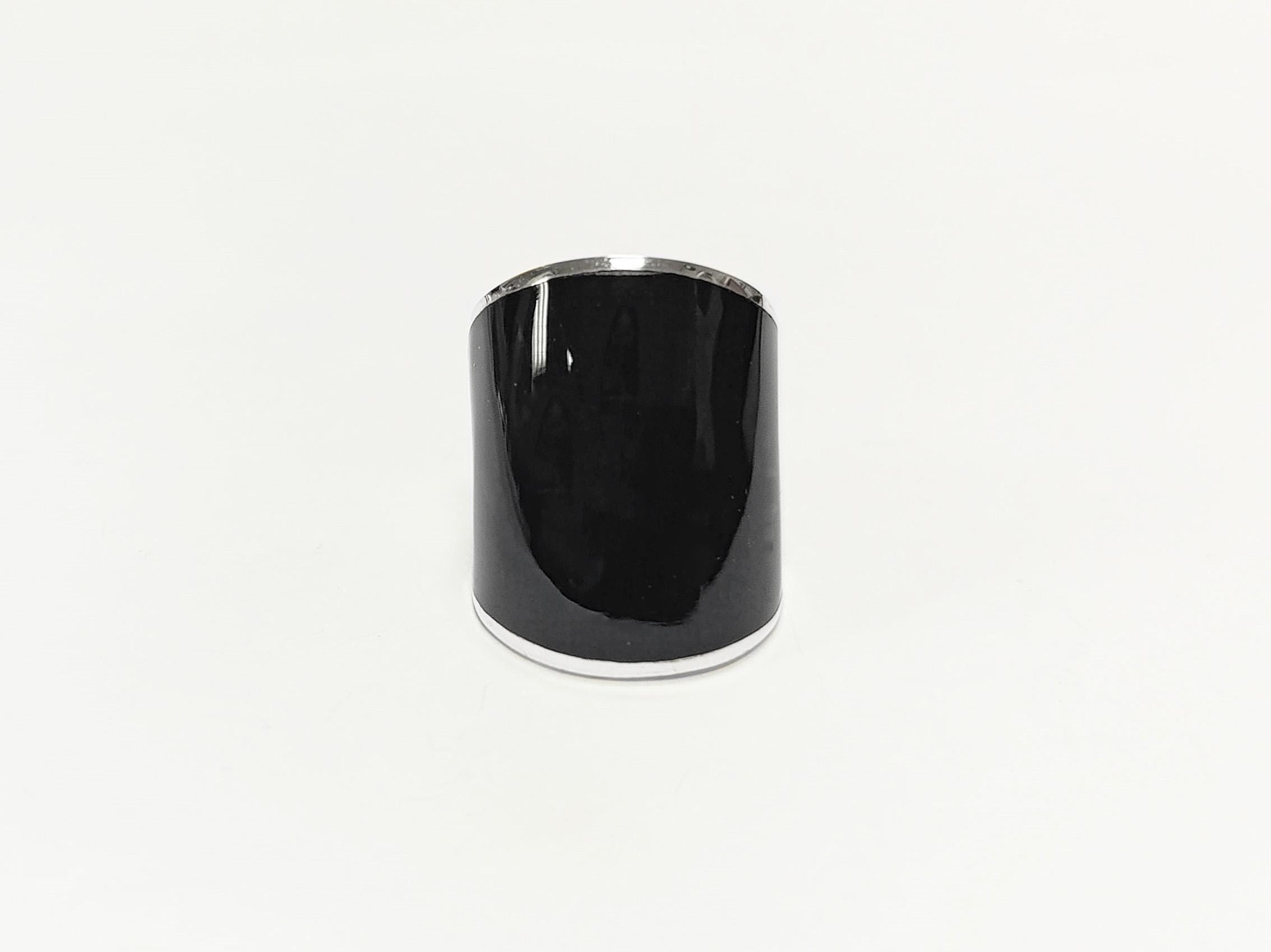 Sterling Silver Black Onyx Cuff Ring • Wide Band Statement Jewelry