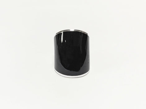 Sterling Silver Black Onyx Cuff Ring • Wide Band Statement Jewelry