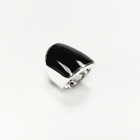 Sterling Silver Black Onyx Cuff Ring • Wide Band Statement Jewelry
