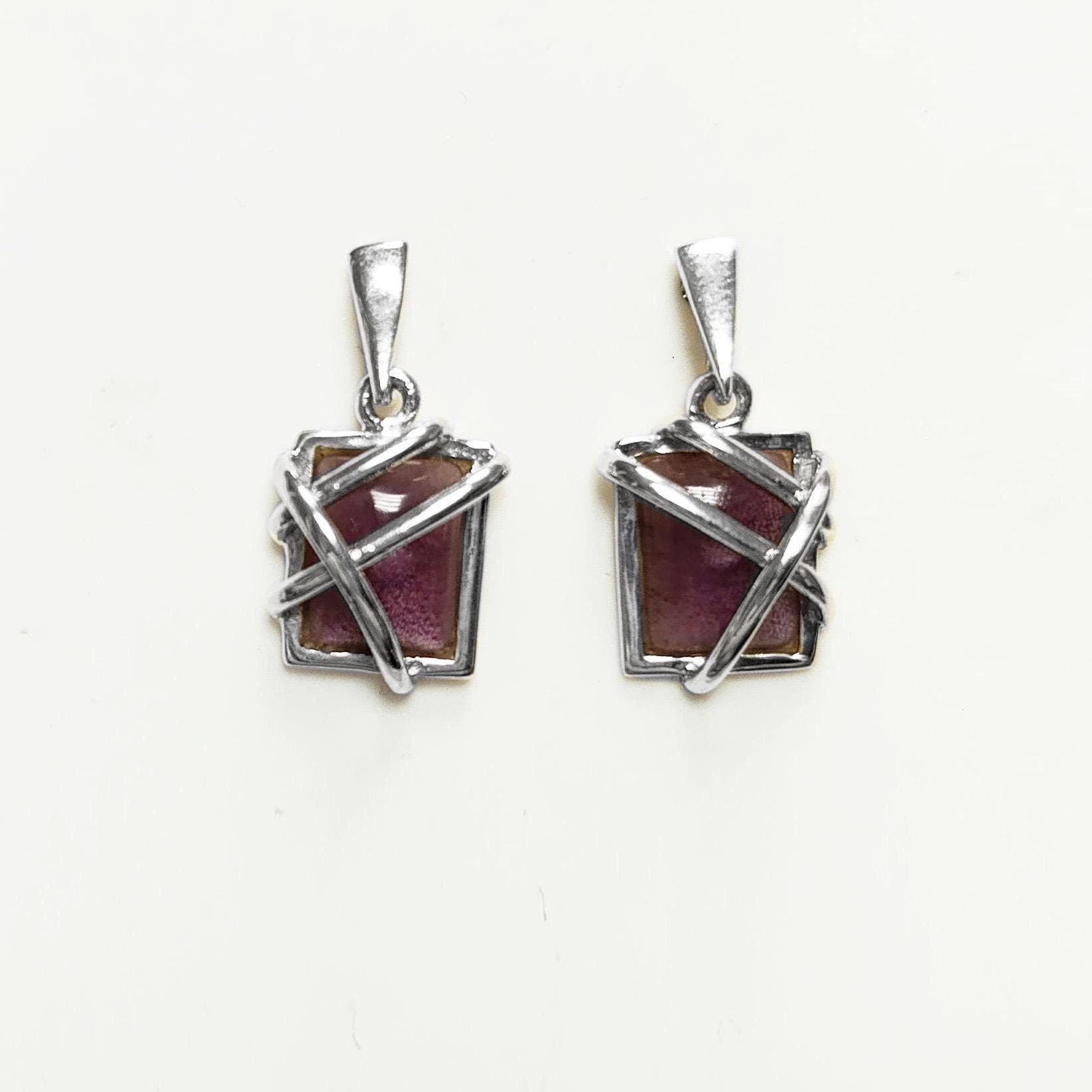 Amethyst Earrings, Sterling Silver, Square Purple Stone Earrings, Genuine Violet color Gemstone, Filigree Jewelry, Geometric Earrings