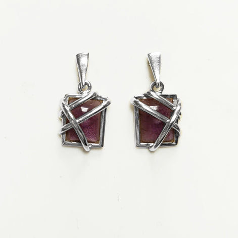 Amethyst Earrings, Sterling Silver, Square Purple Stone Earrings, Genuine Violet color Gemstone, Filigree Jewelry, Geometric Earrings