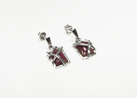 Amethyst Earrings, Sterling Silver, Square Purple Stone Earrings, Genuine Violet color Gemstone, Filigree Jewelry, Geometric Earrings
