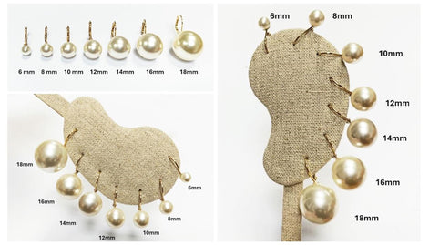 Classic White Pearl Drop Earrings by KRAMIKE • Timeless Gold-Plated lever back 6 to 18mm Pearls • Ideal for Weddings or Everyday Wear •KE050