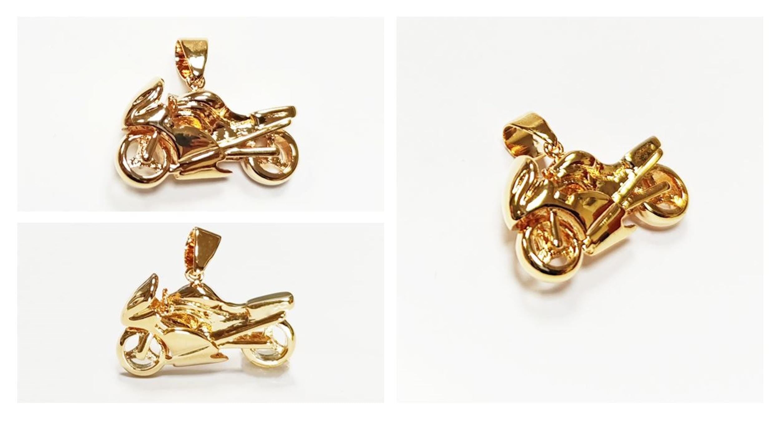 Motorcycle Pendant, 18K gold-plated Modern Motorbike Necklace Charm, Sport Super-bike Fanatics Motorcyclist Jewelry Racing Moto Biker Gifts