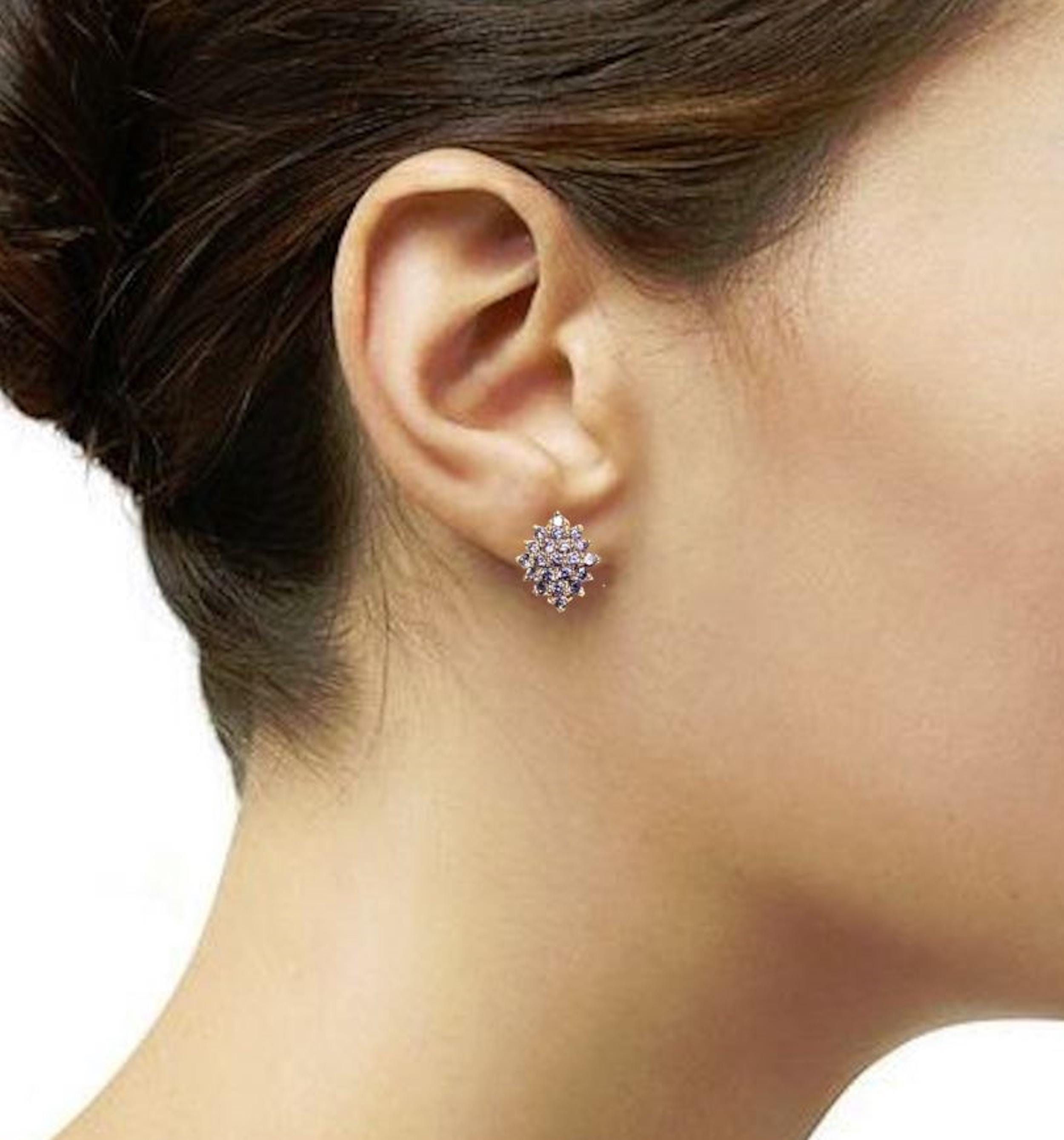 Radiant Amethyst Studs Cluster Earrings • 18K Gold Plated Purple Cz Stones • Perfect Gift for Her • Statement Jewelry for Special Occasion