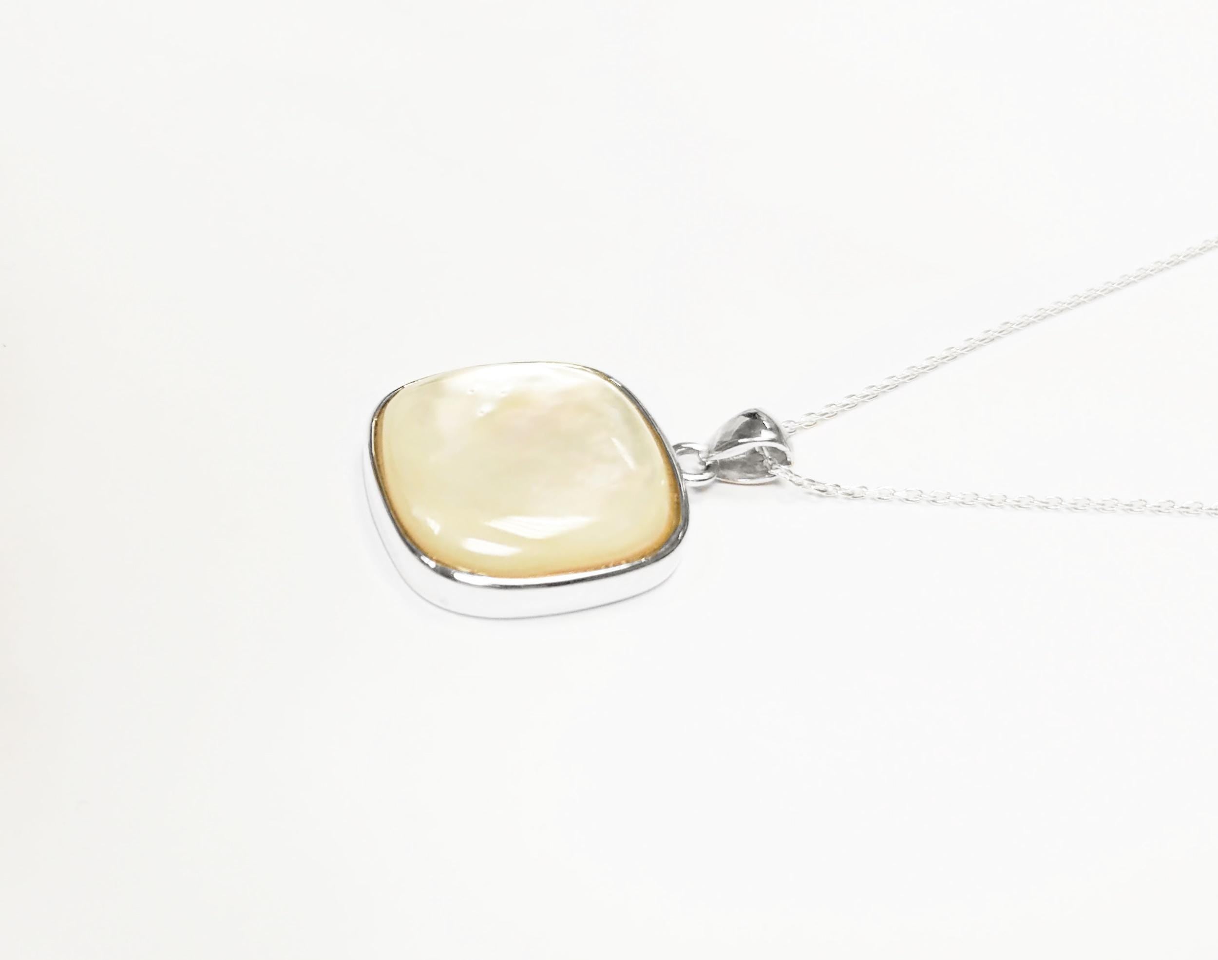 Contemporary Square Pendant - Sterling Silver Pendant - Mother of Pearl - Filigree - shabby chic pendant - Unique Pendant - design Pendant