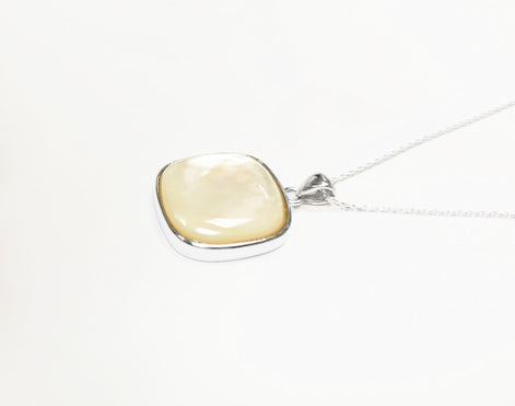 Contemporary Square Pendant - Sterling Silver Pendant - Mother of Pearl - Filigree - shabby chic pendant - Unique Pendant - design Pendant