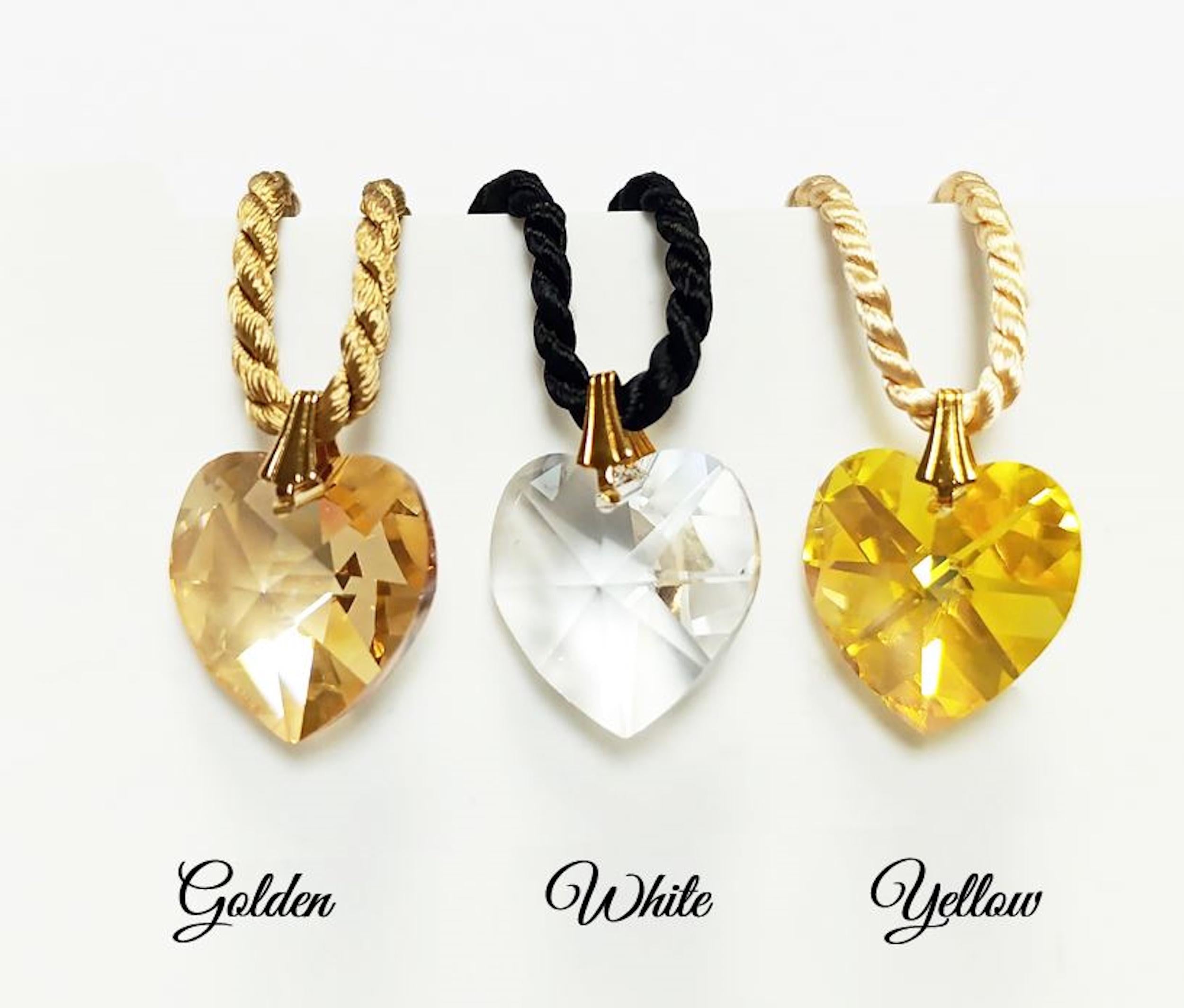 Swarovski Crystal Color Heart Necklace • 18K Gold Plated • Various Colors • Braided Colour Rope Necklace • Love Jewelry • Gift for Her